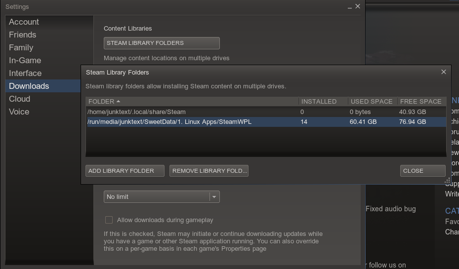 Steam Library Folders on Fedora 20